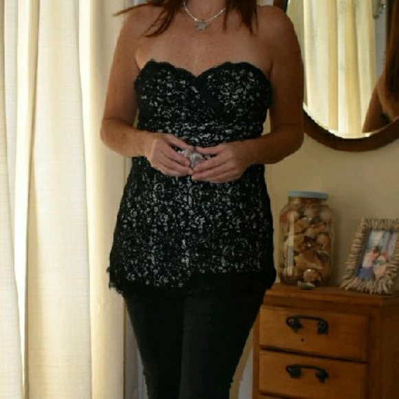 White House Black Market Tops - WHBM strapless lace top